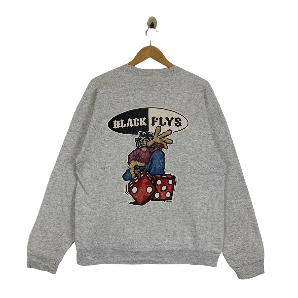 Vintage Vintage BLACK FLYS Skate Streetwear Sweatshirt Pullover Size US XL / EU 56 / 4 - 1 Thumbnail