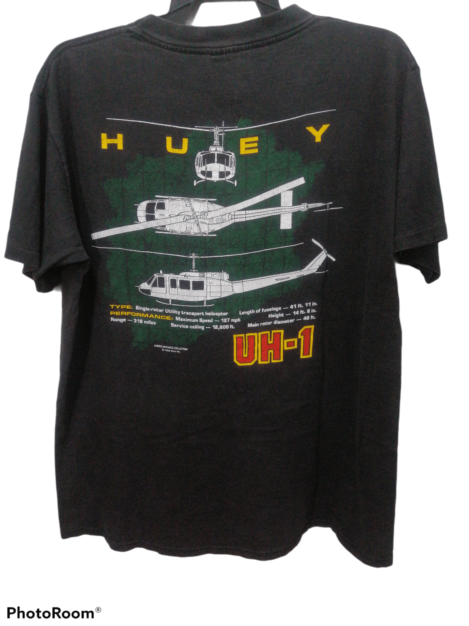 Vintage UH-1 HUEY ARMY HELICOPTER AMERICAN EAGLE COLLECTION 1988 Size US L / EU 52-54 / 3 - 2 Thumbnail