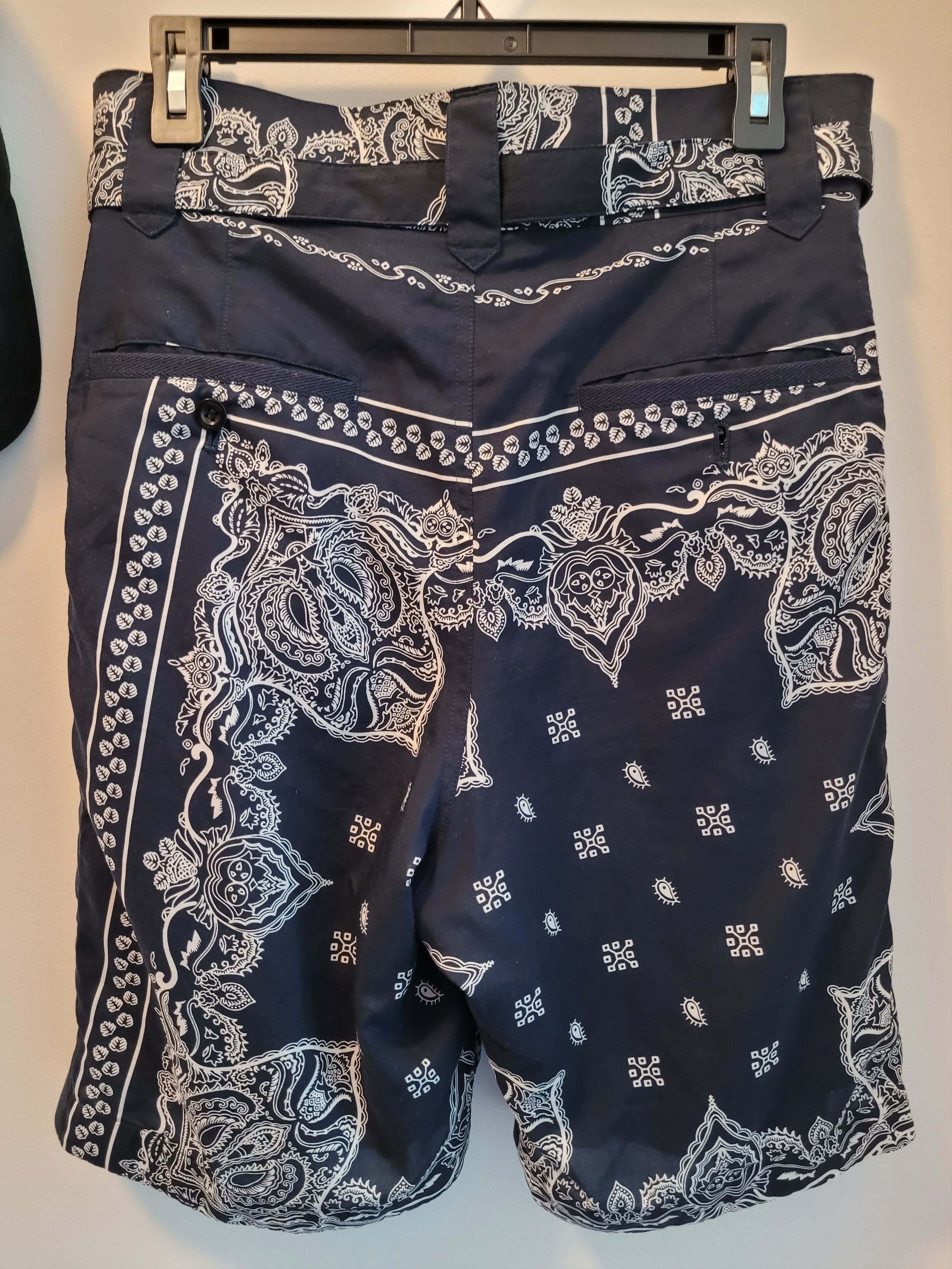 Sacai Navy Printed Woven Short Size US 32 / EU 48 - 2 Thumbnail