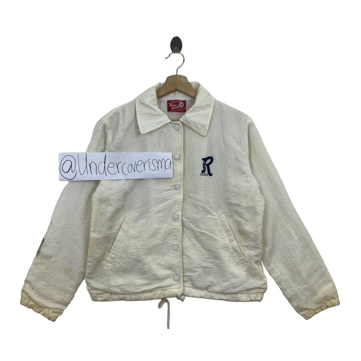 Vintage REAL FAKE Print Cream Bomber Coach Jacket Varsity Size US M / EU 48-50 / 2 - 8 Thumbnail