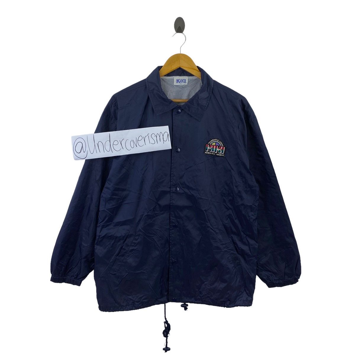 Vintage KIKI HONOLULU HAWAII Navy Windbreaker Coach Jacket Varsity Size US L / EU 52-54 / 3 - 3 Thumbnail