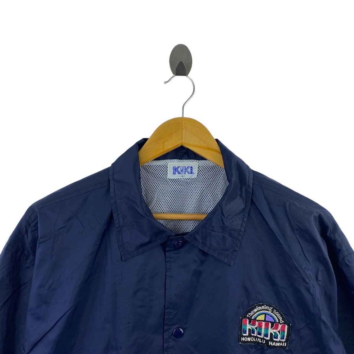 Vintage KIKI HONOLULU HAWAII Navy Windbreaker Coach Jacket Varsity Size US L / EU 52-54 / 3 - 4 Thumbnail