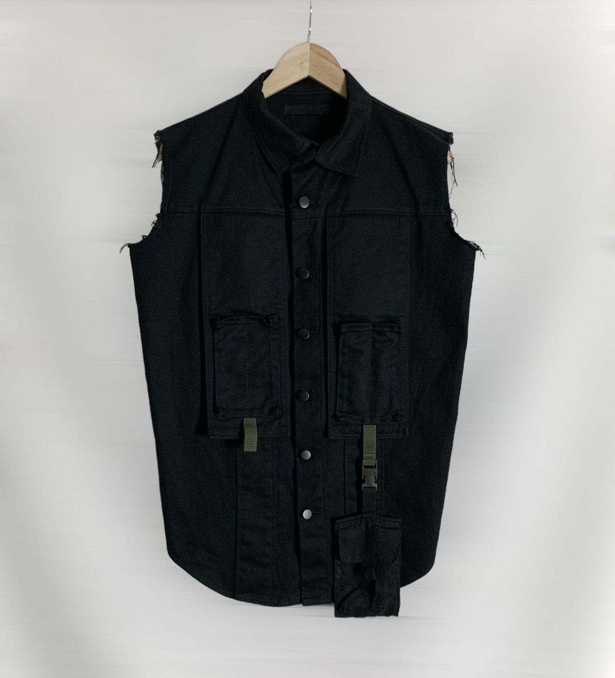 image of Komakino Ss ‘11 Black Tech Denim Vest, Men's (Size Medium)