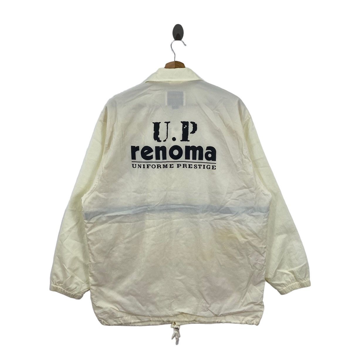 image of U.p Renoma Uniform Prestige Brand Print Windbreaker Jacket in Cream, Men's (Size Large)
