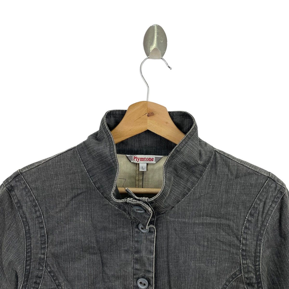 Japanese Brand Vtg PLYMTONE Japan Brand Grey Pocket Button Up Jeans Jacket Size US L / EU 52-54 / 3 - 2 Thumbnail