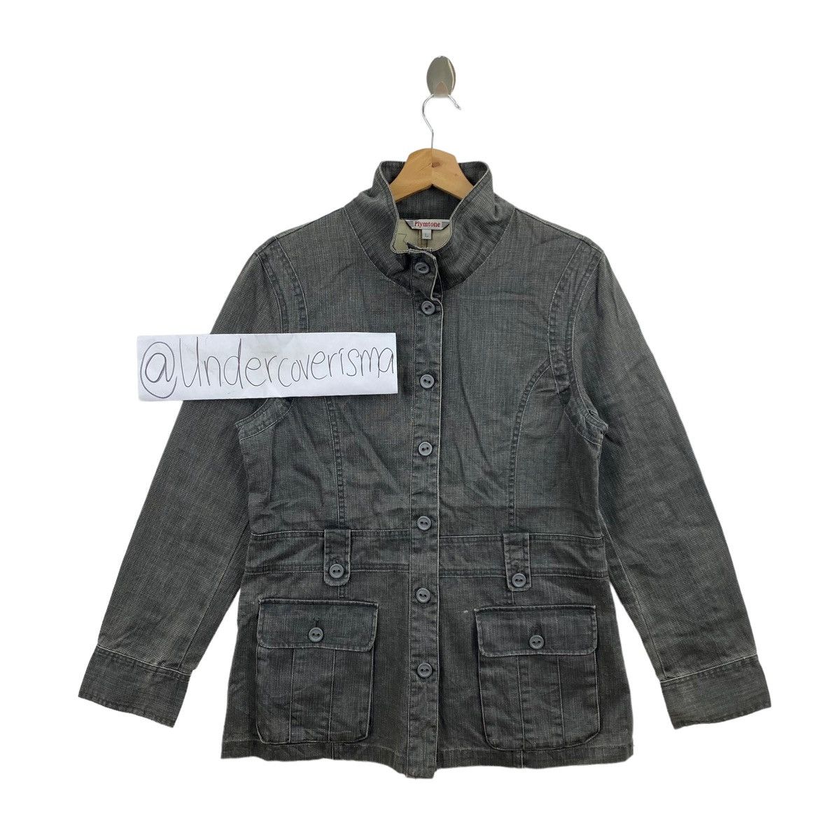 Japanese Brand Vtg PLYMTONE Japan Brand Grey Pocket Button Up Jeans Jacket Size US L / EU 52-54 / 3 - 1 Thumbnail