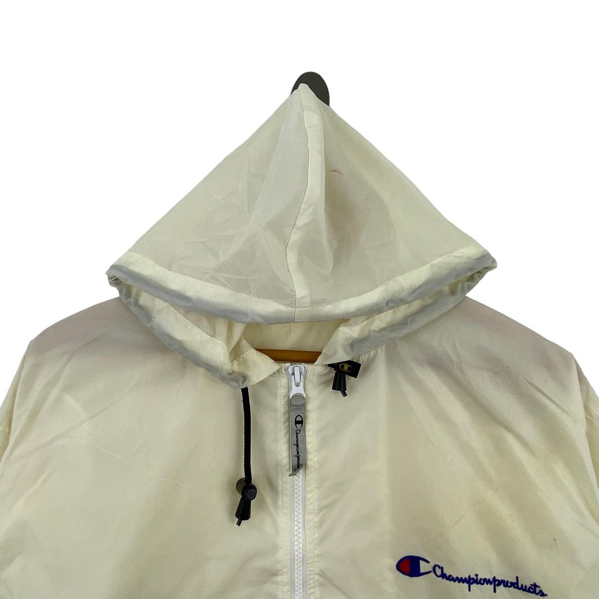 Vintage CHAMPION SCRIPT USA Sportswear Beige Hooded Windbreaker Size US M / EU 48-50 / 2 - 2 Thumbnail