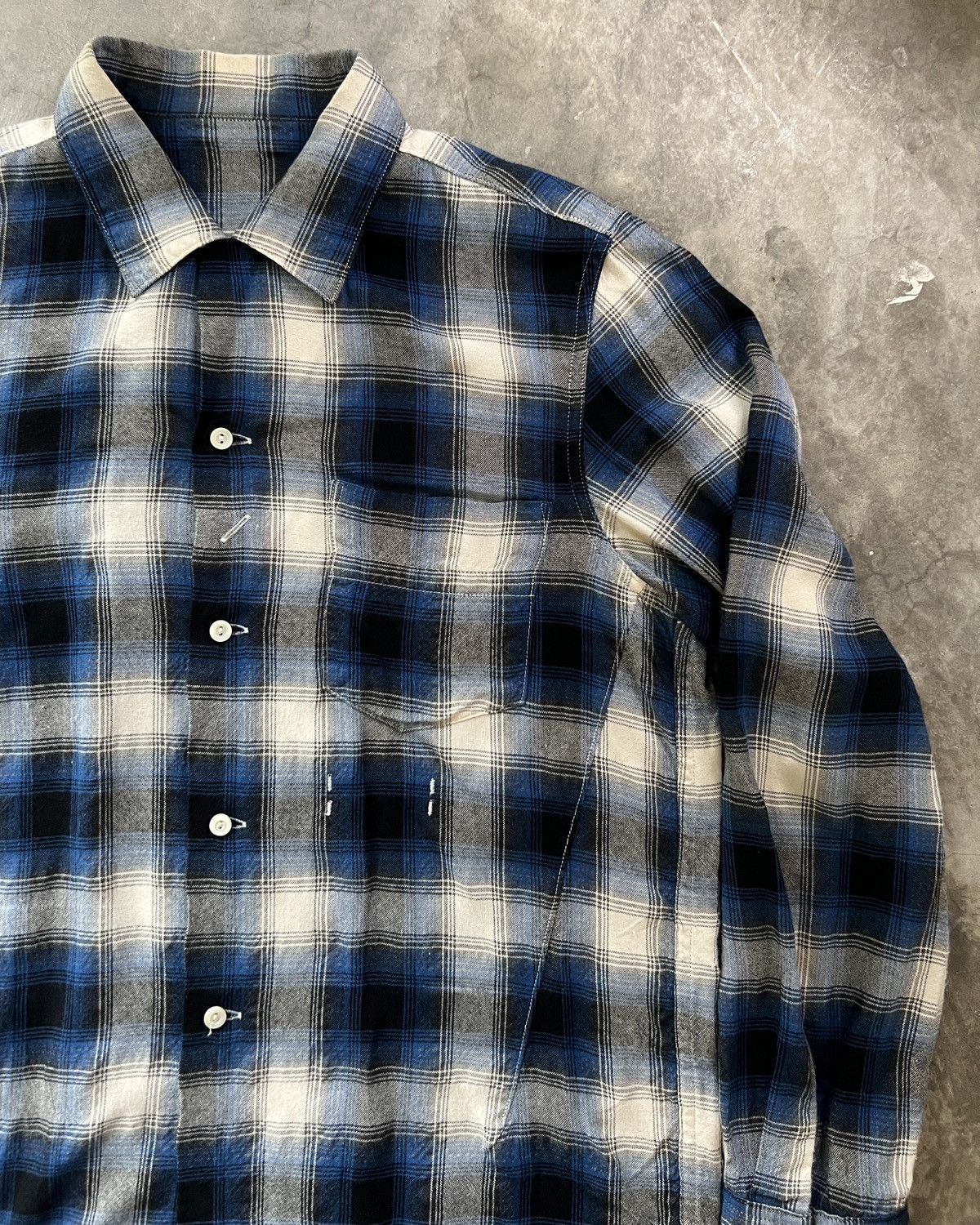 Number (N)ine Number (N)ine SS09 Blue Ombre Check Rayon Shirt Size US M / EU 48-50 / 2 - 3 Thumbnail