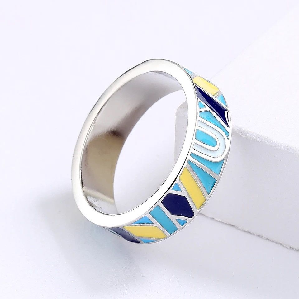 Japanese Brand × Jewelry × Vintage Creative Handmade Blue Enamel Flower Ring Size ONE SIZE - 3 Thumbnail