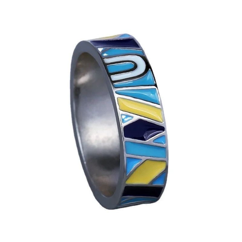 Japanese Brand × Jewelry × Vintage Creative Handmade Blue Enamel Flower Ring Size ONE SIZE - 1 Thumbnail