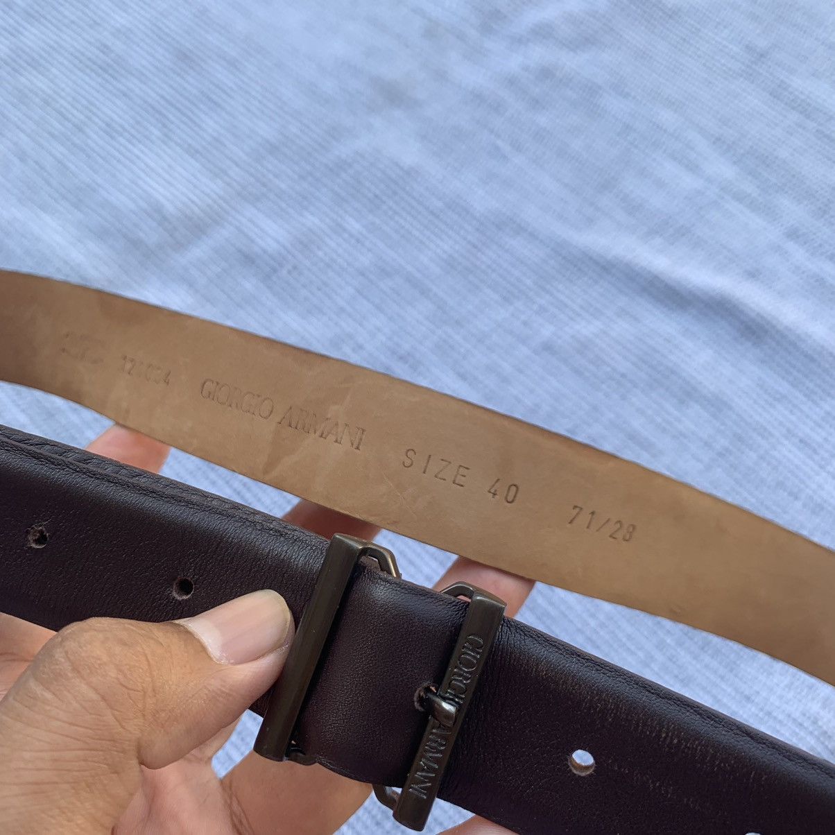 Giorgio Armani × Vintage Brown leather belt Size ONE SIZE - 3 Thumbnail