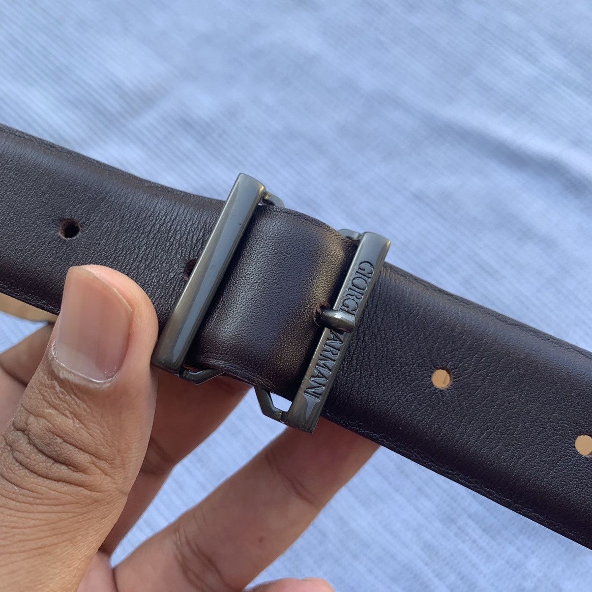 Giorgio Armani × Vintage Brown leather belt Size ONE SIZE - 2 Thumbnail