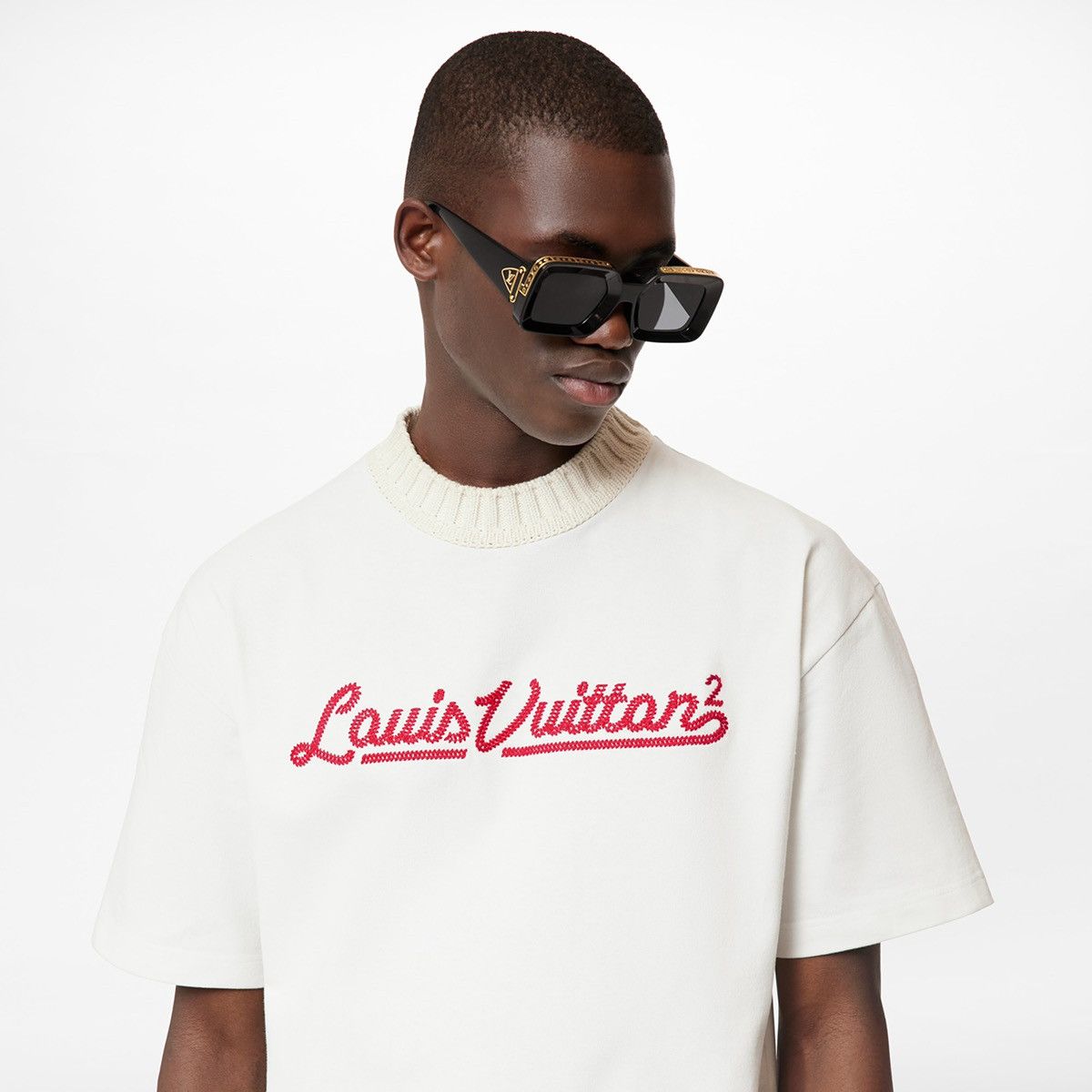 Louis Vuitton × Nigo Louis Vuitton Embroidered Mockneck Tee