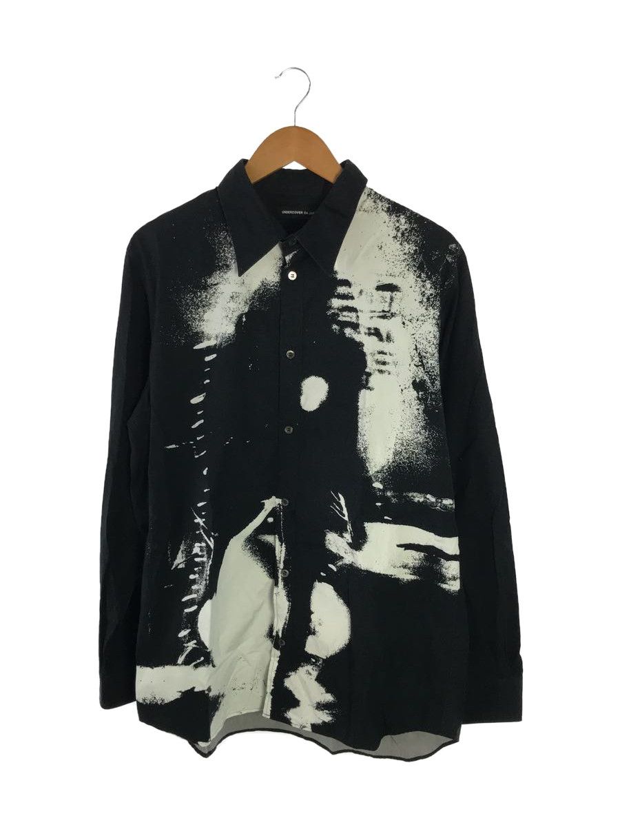 Shirt Black Front Design Button Long Sleeve