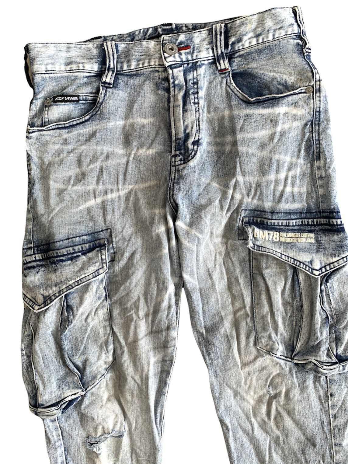 Japanese Brand Blue Monster Motorcycle Cargos Jeans Denim Pant Size US 31 - 3 Thumbnail