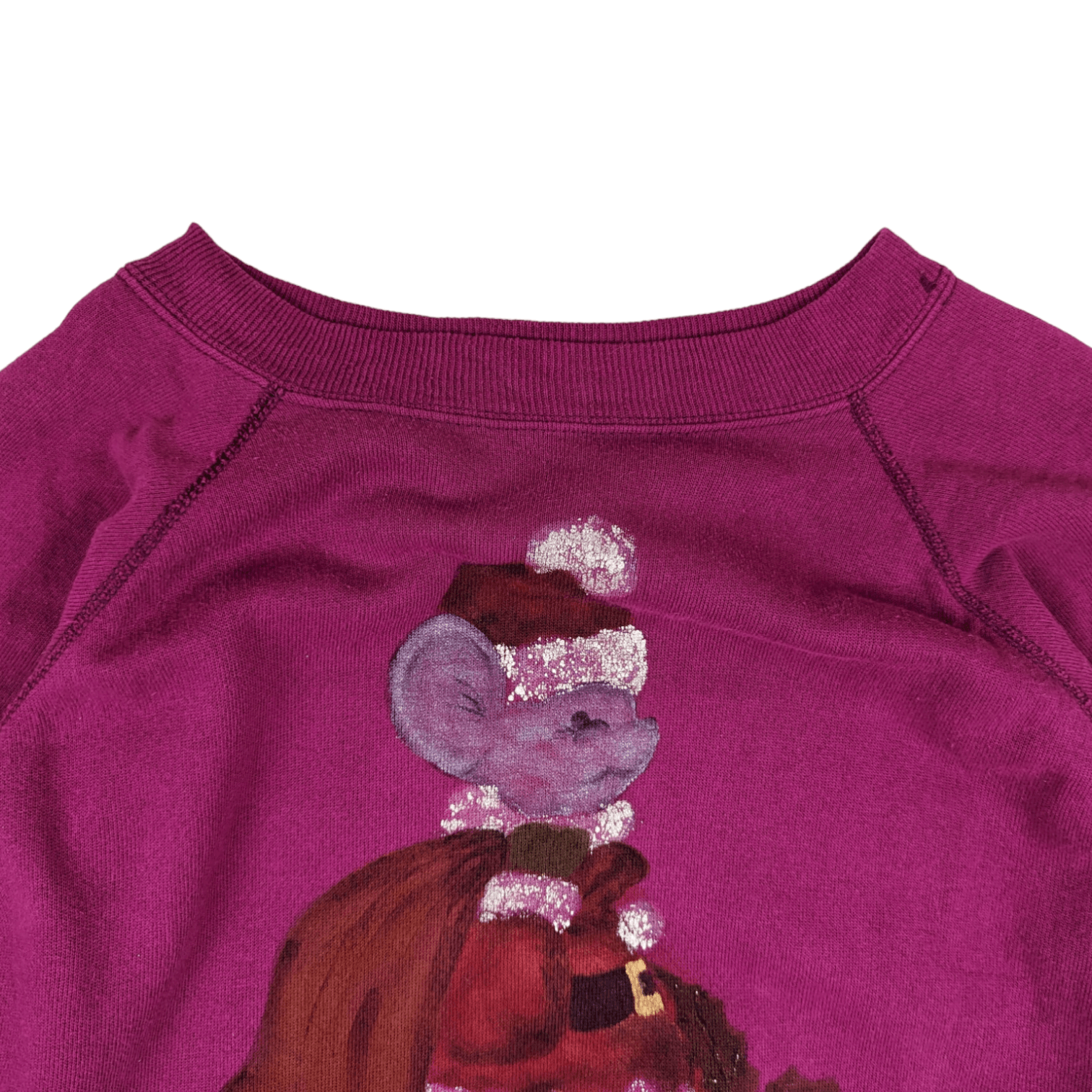Hanes Vintage 90's HANES Santa Claus Mouse Art Painting Sweatshirt Size XL / US 12-14 / IT 48-50 - 4 Thumbnail