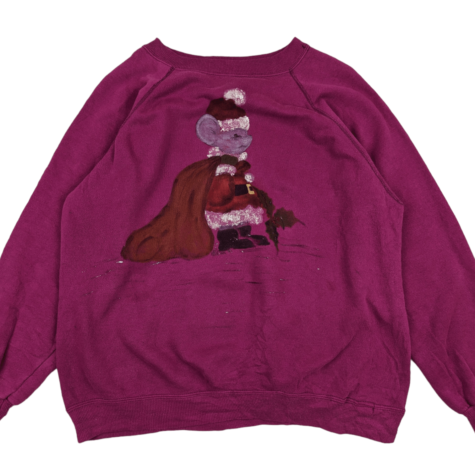 Hanes Vintage 90's HANES Santa Claus Mouse Art Painting Sweatshirt Size XL / US 12-14 / IT 48-50 - 3 Thumbnail