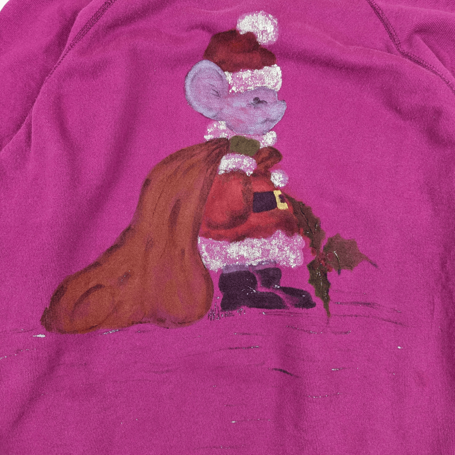 Hanes Vintage 90's HANES Santa Claus Mouse Art Painting Sweatshirt Size XL / US 12-14 / IT 48-50 - 5 Thumbnail