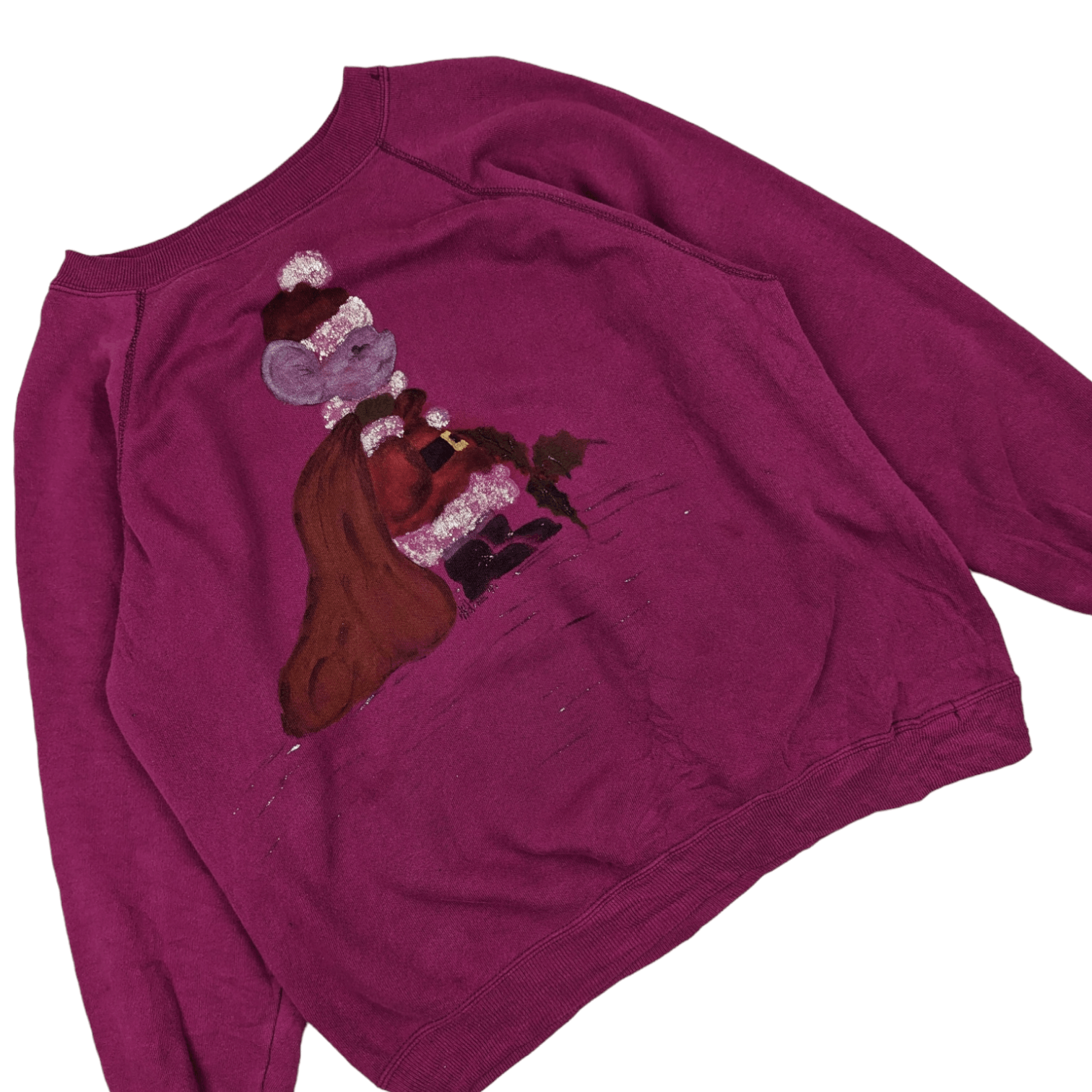Hanes Vintage 90's HANES Santa Claus Mouse Art Painting Sweatshirt Size XL / US 12-14 / IT 48-50 - 2 Thumbnail