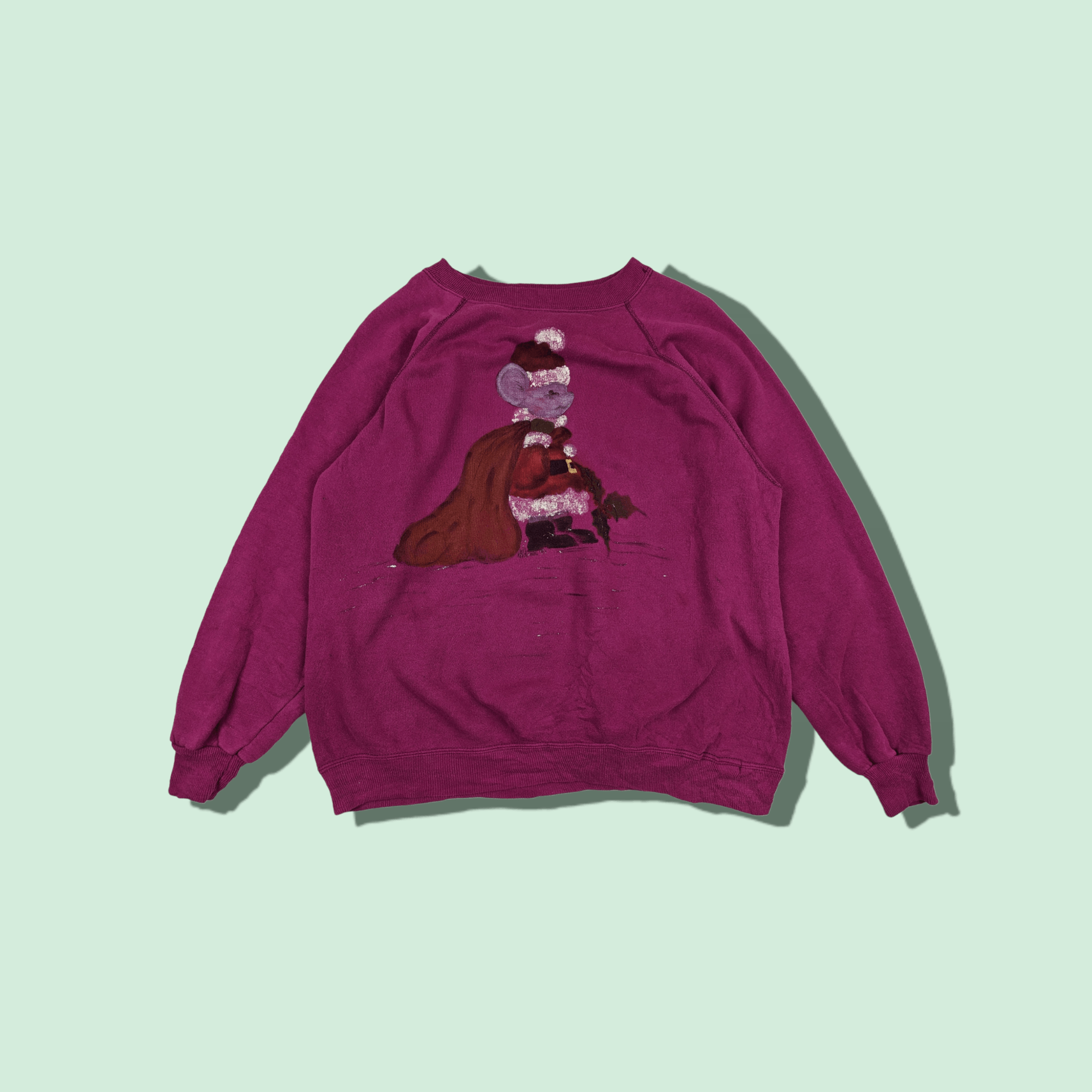 Hanes Vintage 90's HANES Santa Claus Mouse Art Painting Sweatshirt Size XL / US 12-14 / IT 48-50 - 1 Thumbnail
