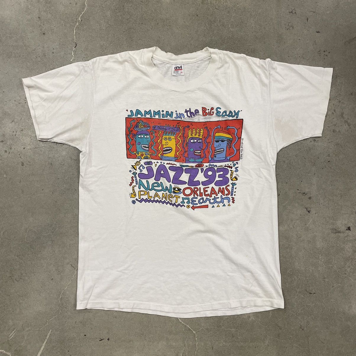 T-shirt Vintage New Orleans City Of Jazz - Manches Longues - Taille L - Graphique Single Stitch