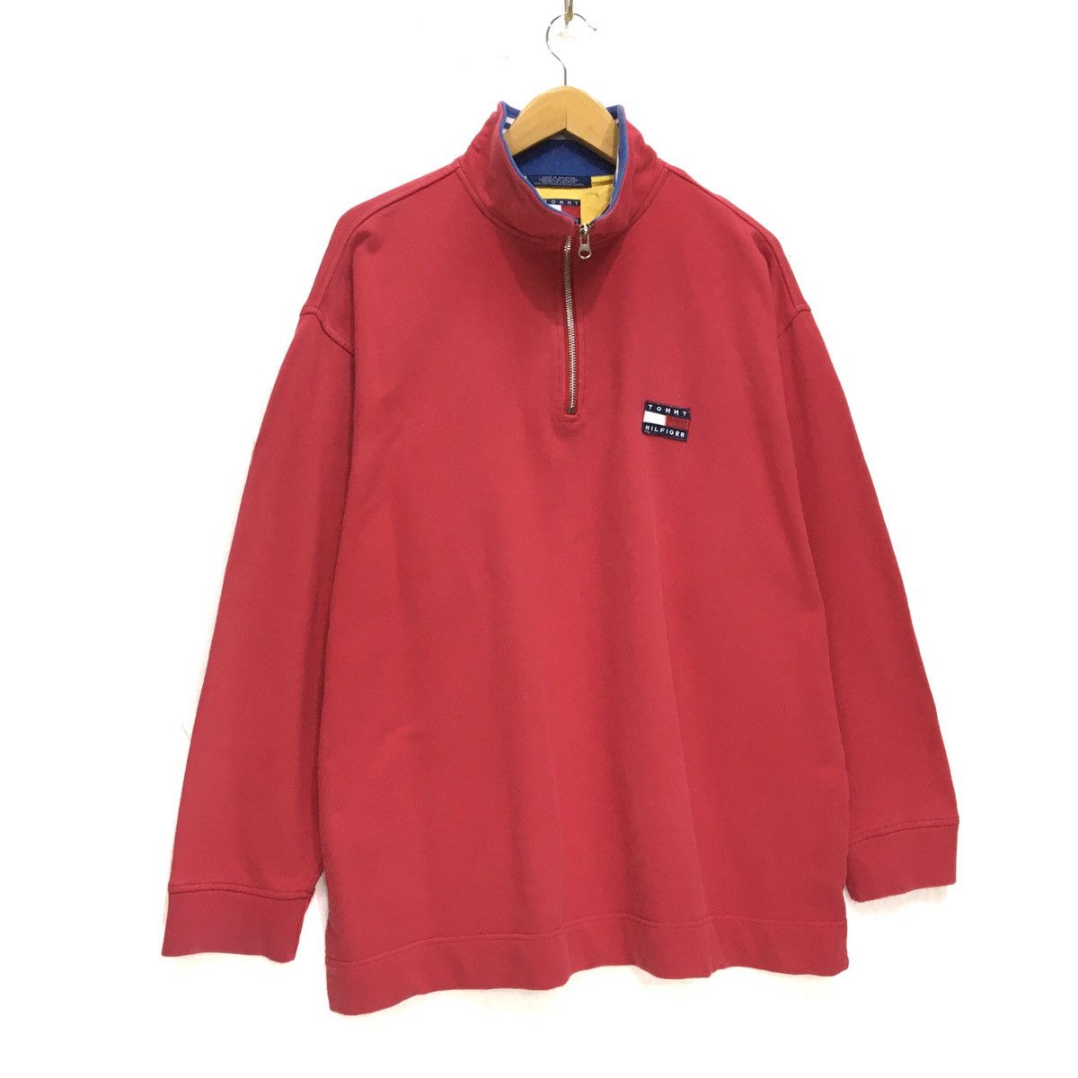 Tommy Hilfiger Vintage 90s TOMMY HILFIGER Half Zip Sweatshirt Size US L / EU 52-54 / 3 - 3 Thumbnail