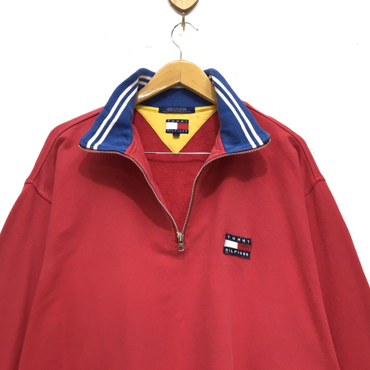 Tommy Hilfiger Vintage 90s TOMMY HILFIGER Half Zip Sweatshirt Size US L / EU 52-54 / 3 - 5 Thumbnail