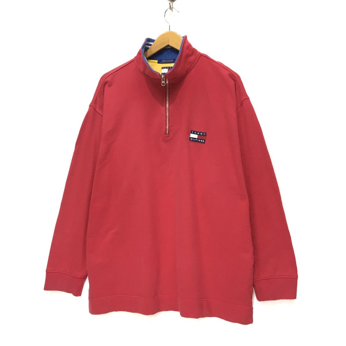 Tommy Hilfiger Vintage 90s TOMMY HILFIGER Half Zip Sweatshirt Size US L / EU 52-54 / 3 - 1 Thumbnail