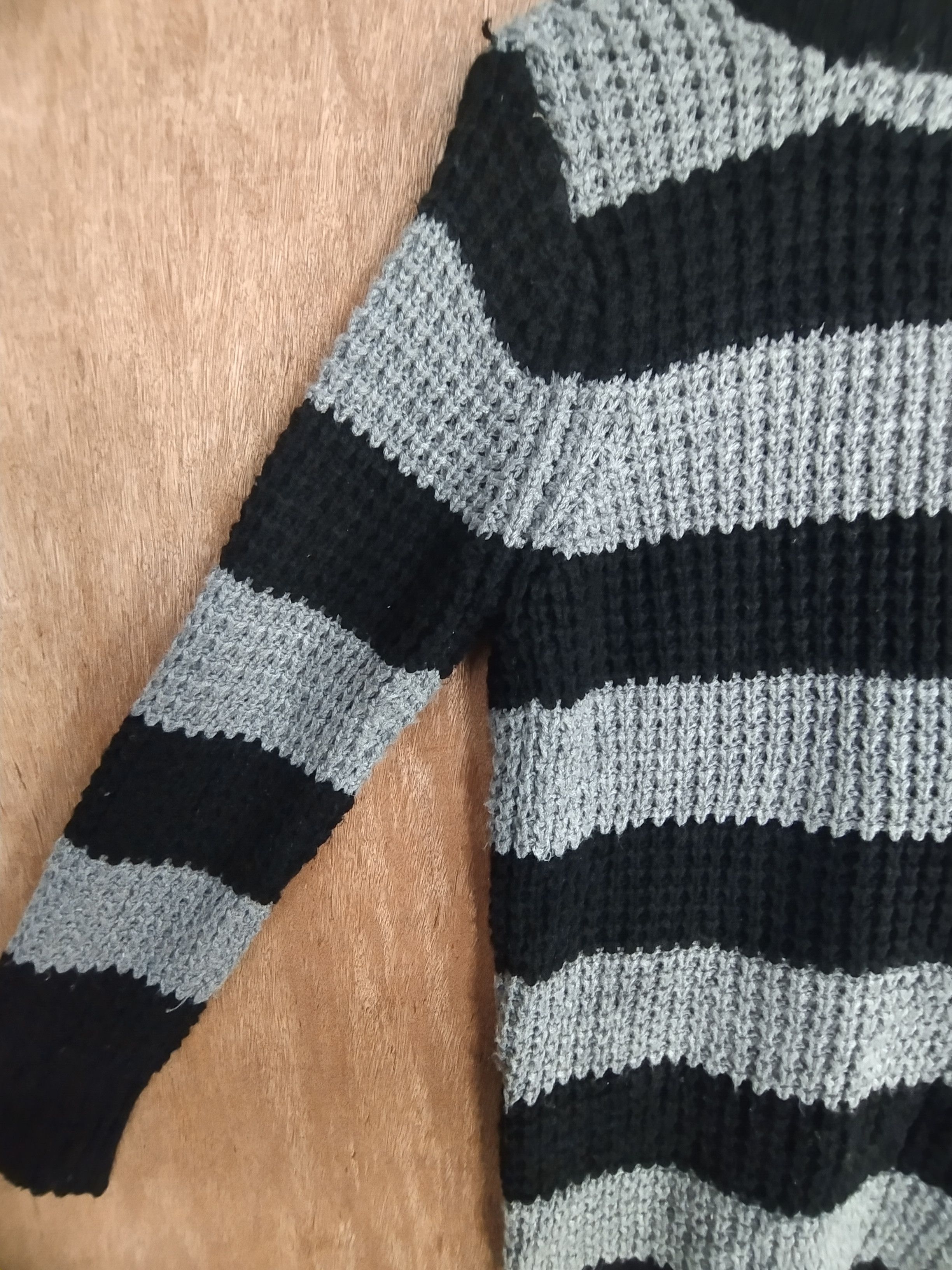 Homespun Knitwear Plymtone black/gray stripe knit cardigan #S020 Size US M / EU 48-50 / 2 - 11 Thumbnail