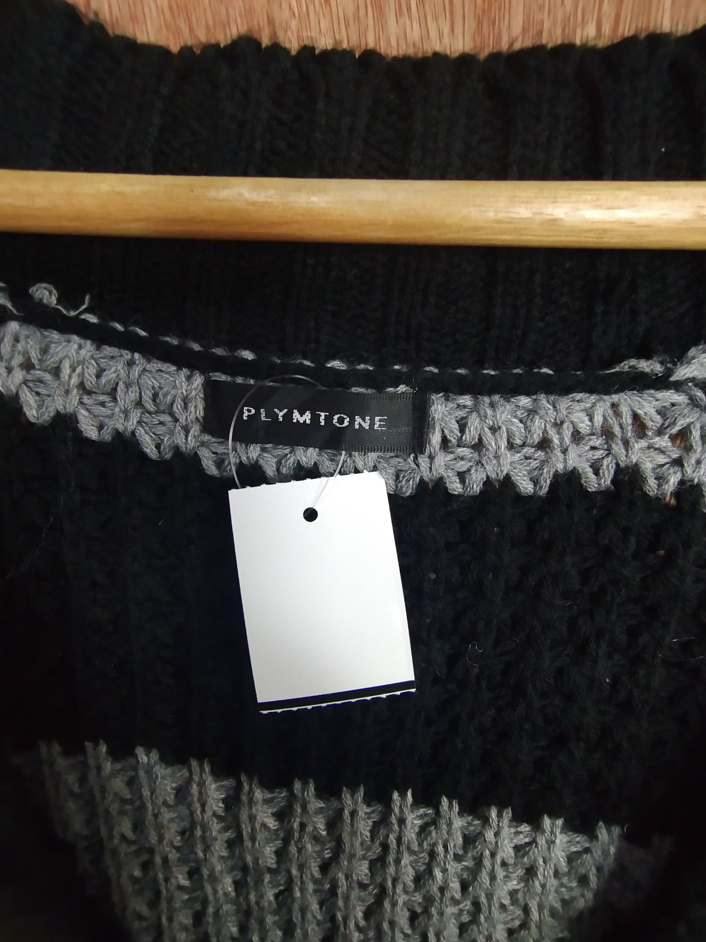 Homespun Knitwear Plymtone black/gray stripe knit cardigan #S020 Size US M / EU 48-50 / 2 - 5 Thumbnail