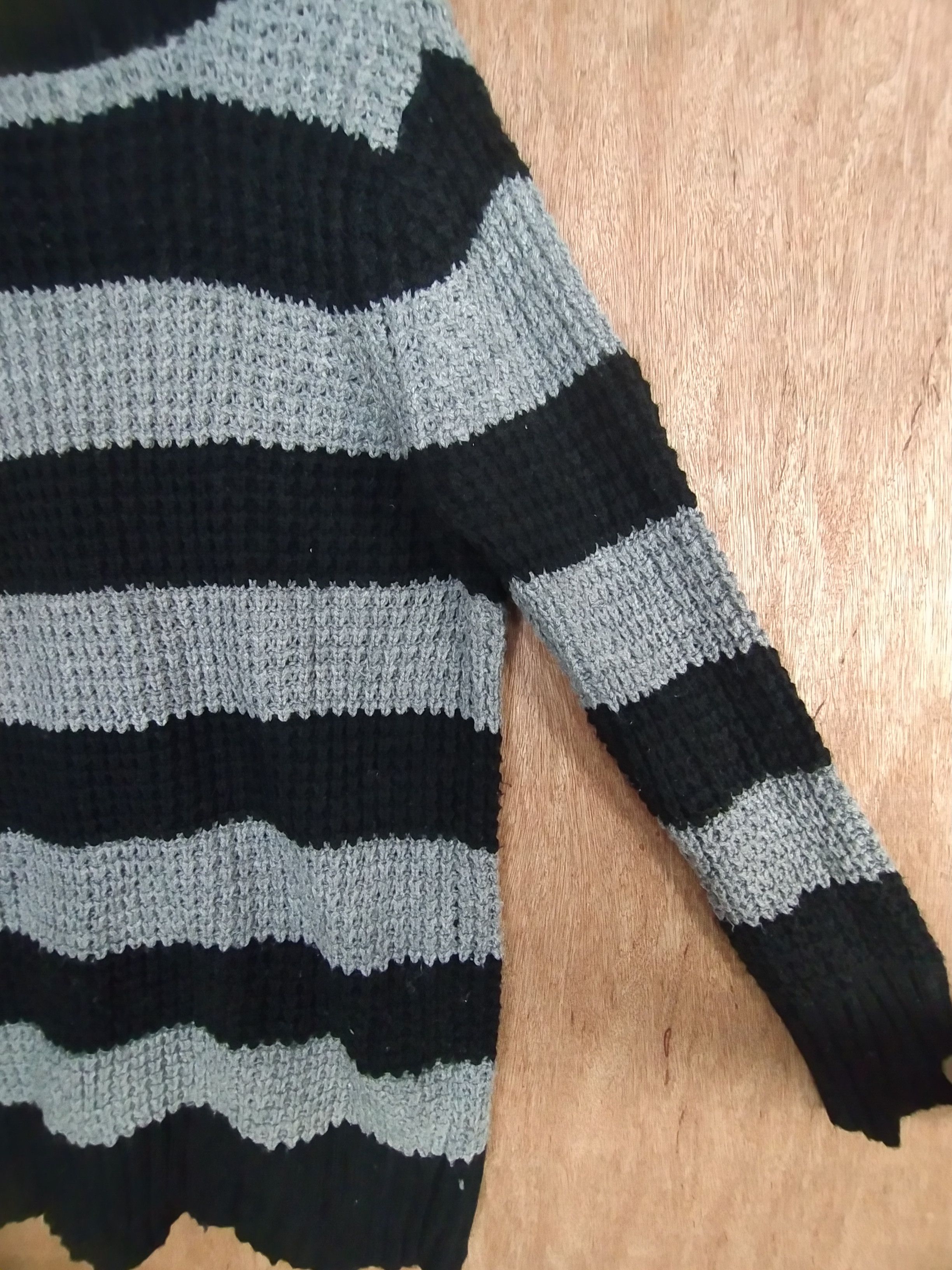 Homespun Knitwear Plymtone black/gray stripe knit cardigan #S020 Size US M / EU 48-50 / 2 - 12 Thumbnail
