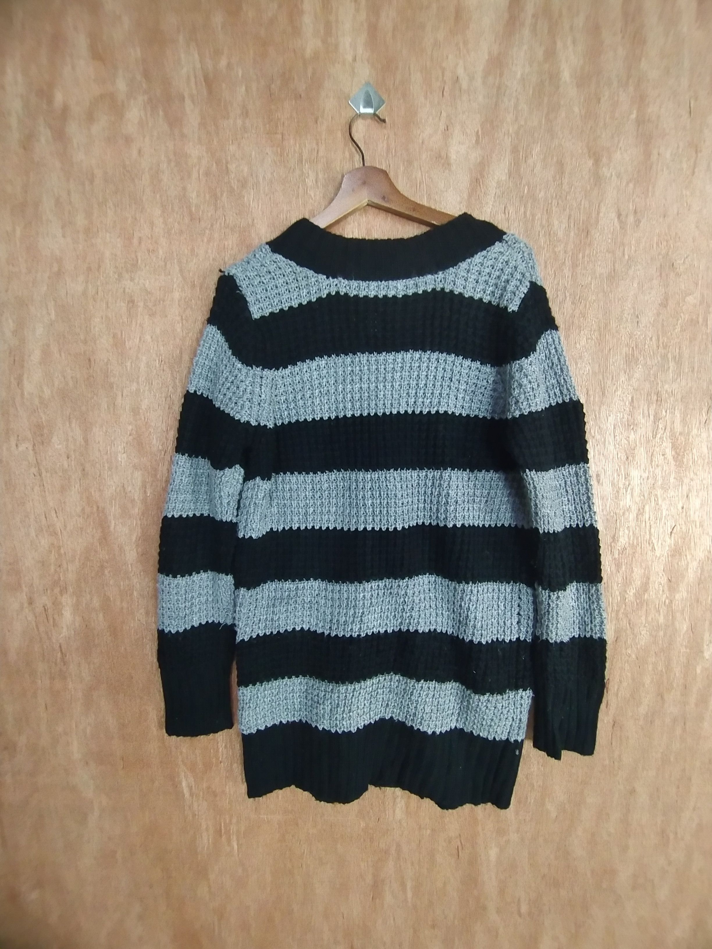 Homespun Knitwear Plymtone black/gray stripe knit cardigan #S020 Size US M / EU 48-50 / 2 - 13 Thumbnail