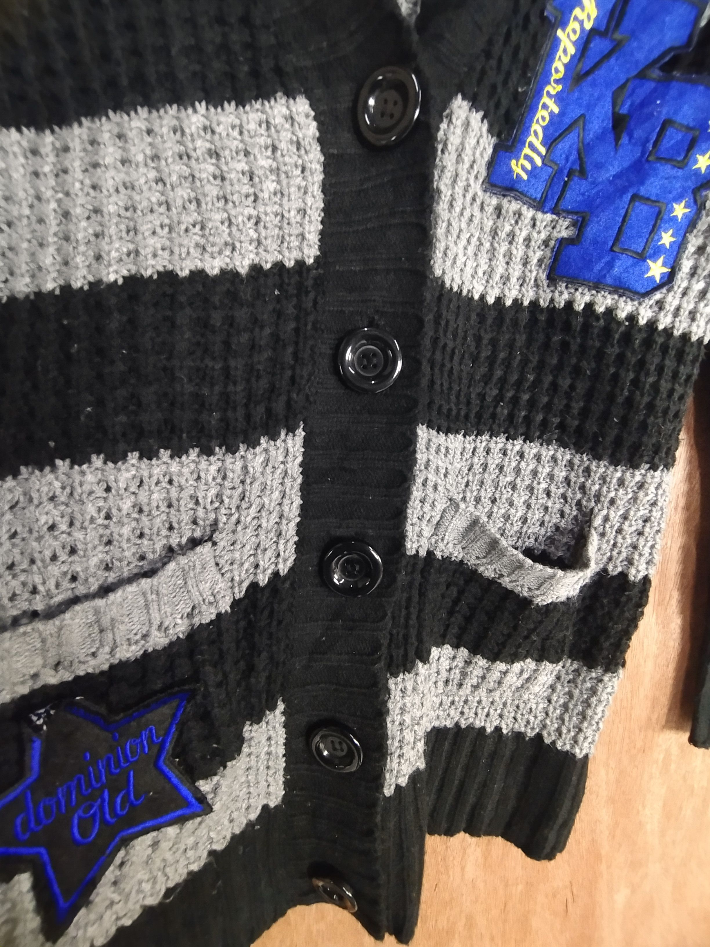 Homespun Knitwear Plymtone black/gray stripe knit cardigan #S020 Size US M / EU 48-50 / 2 - 4 Thumbnail