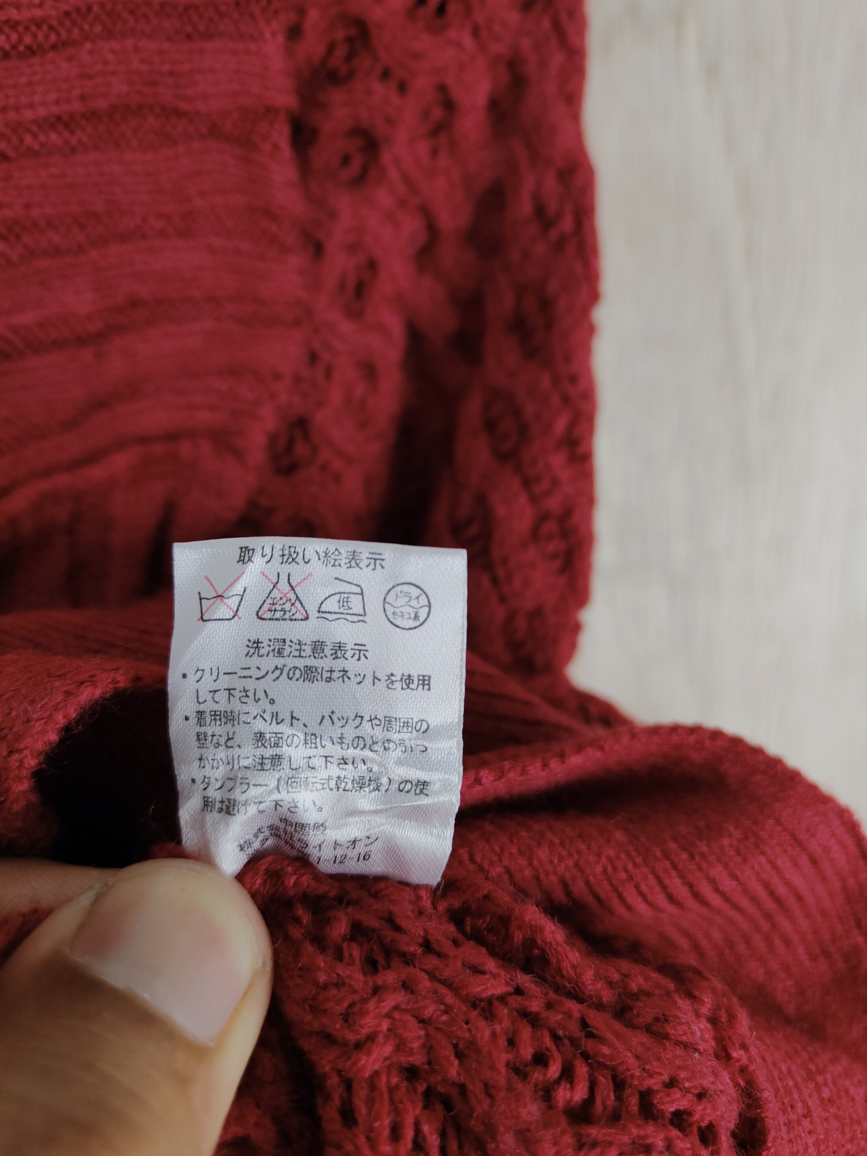 Aran Isles Knitwear × Japanese Brand × Vintage Letter (Back Number) Red Knitwear cardigan cloak capes #S306 Size M / US 6-8 / IT 42-44 - 11 Thumbnail