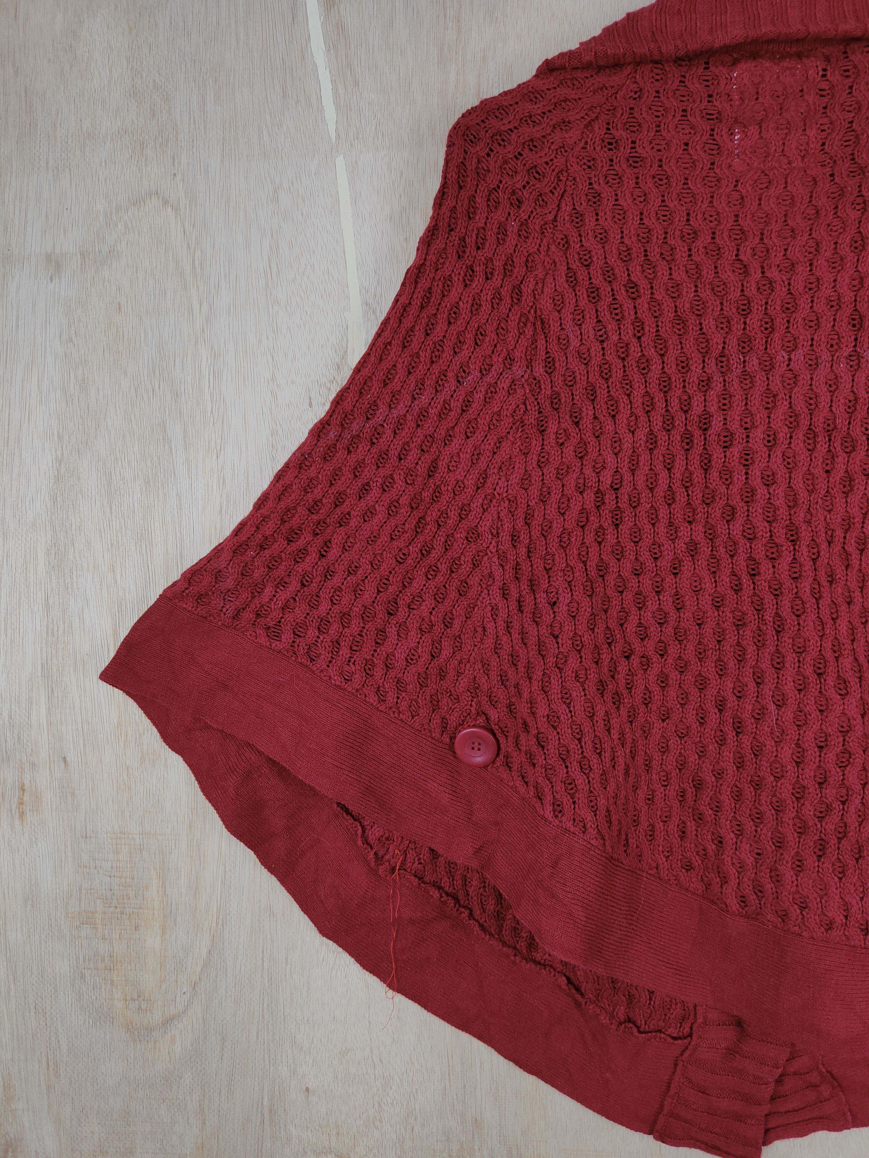 Aran Isles Knitwear × Japanese Brand × Vintage Letter (Back Number) Red Knitwear cardigan cloak capes #S306 Size M / US 6-8 / IT 42-44 - 7 Thumbnail