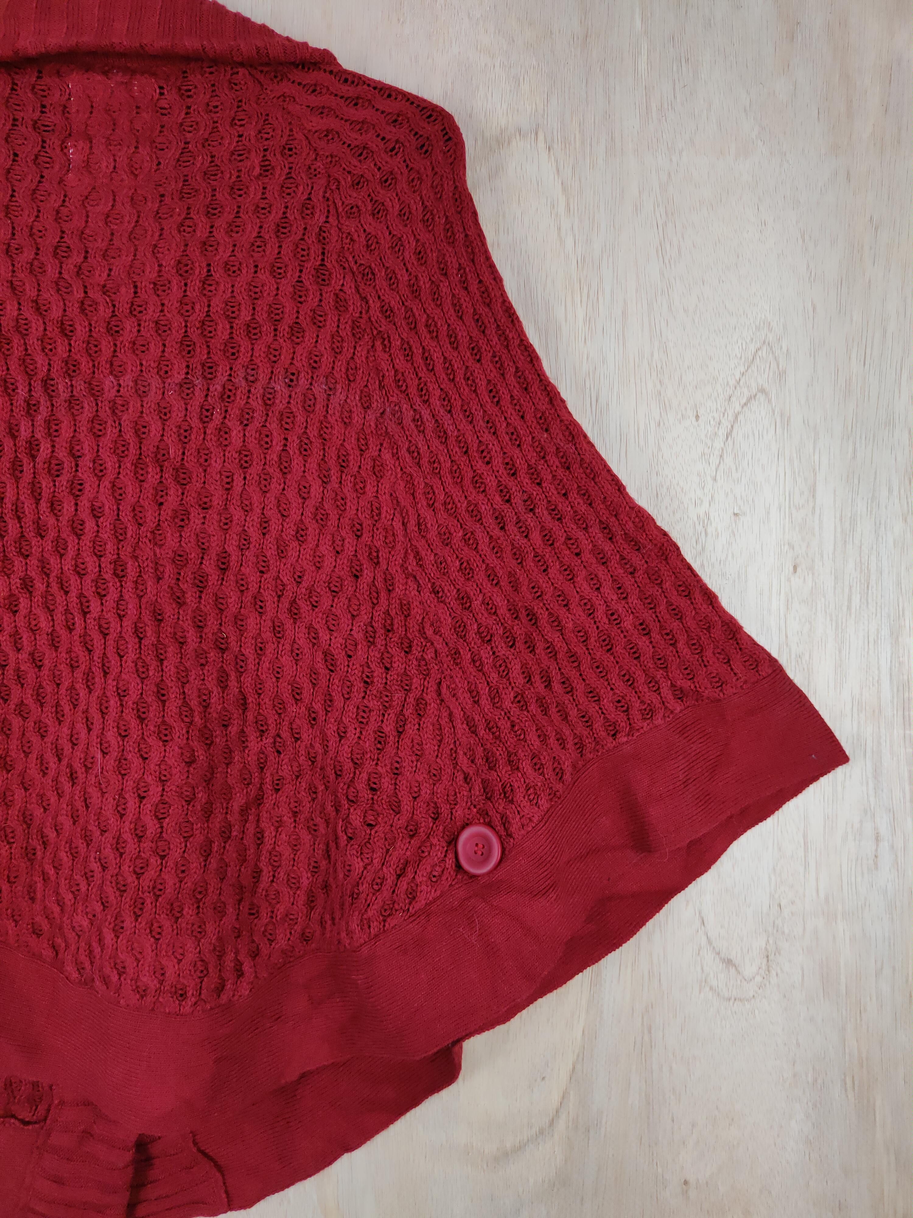 Aran Isles Knitwear × Japanese Brand × Vintage Letter (Back Number) Red Knitwear cardigan cloak capes #S306 Size M / US 6-8 / IT 42-44 - 8 Thumbnail