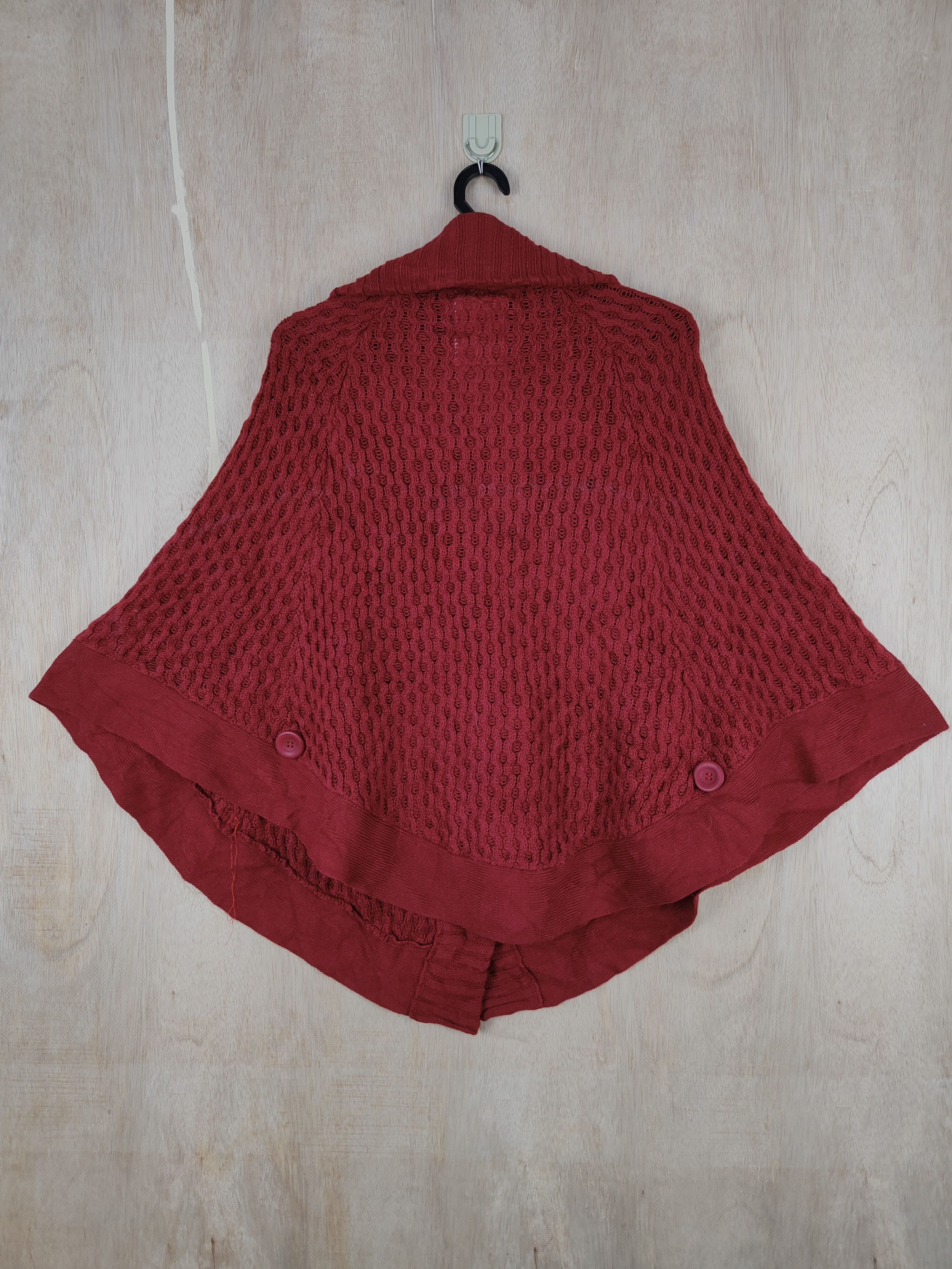 Aran Isles Knitwear × Japanese Brand × Vintage Letter (Back Number) Red Knitwear cardigan cloak capes #S306 Size M / US 6-8 / IT 42-44 - 6 Thumbnail