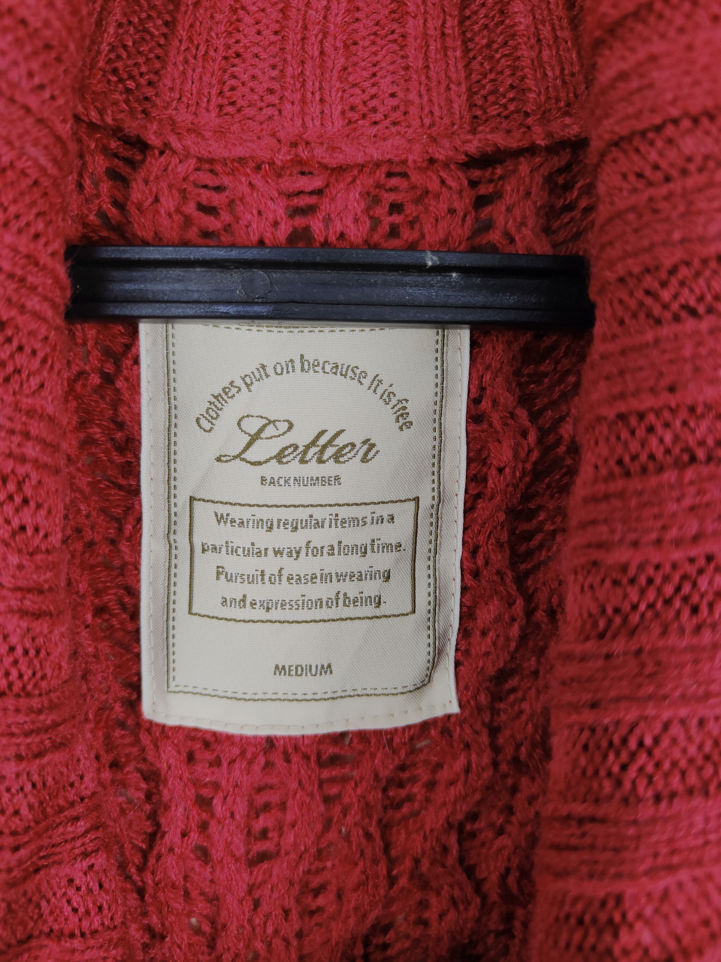 Aran Isles Knitwear × Japanese Brand × Vintage Letter (Back Number) Red Knitwear cardigan cloak capes #S306 Size M / US 6-8 / IT 42-44 - 9 Thumbnail