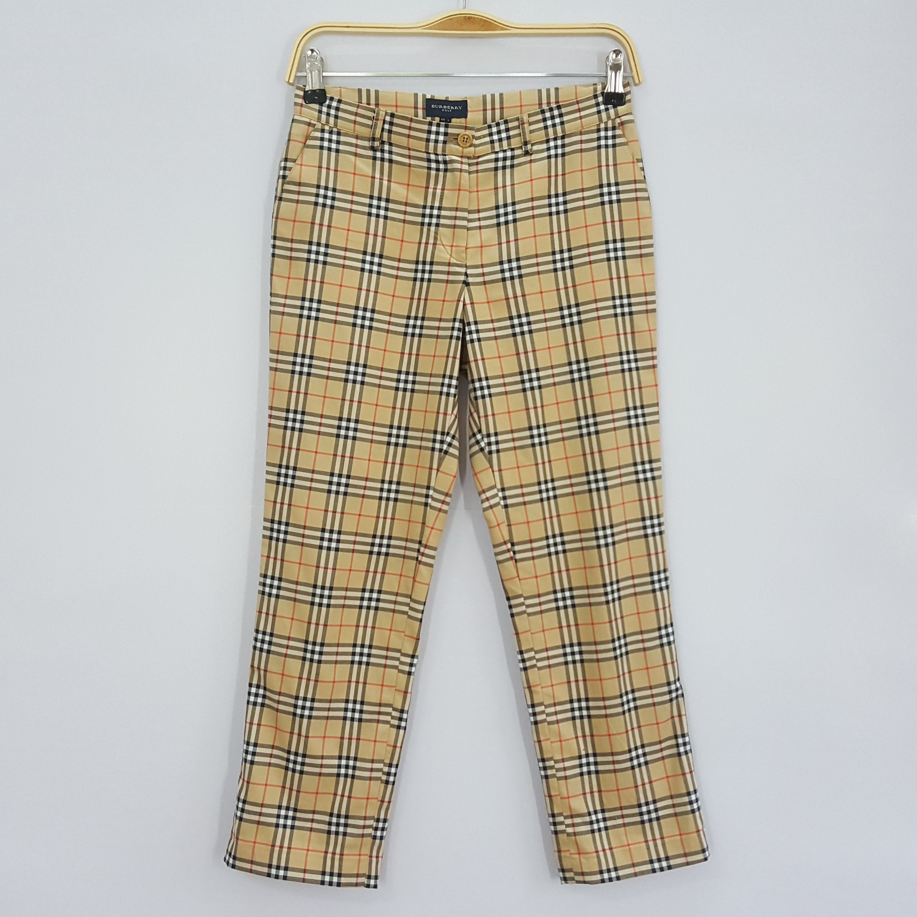 image of Vintage Burberry Nova Check Trousers Pants/1 in Cream, Men's (Size 27)