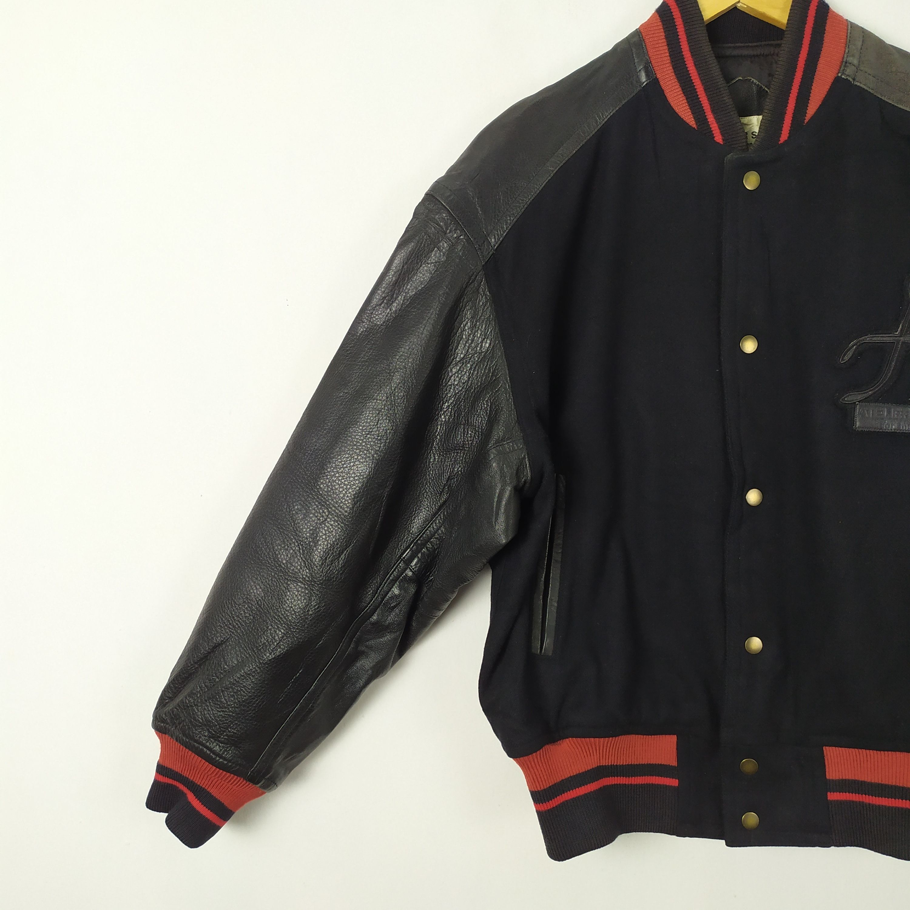 Japanese Brand ATELIER SAB WOOL VARSITY JACKET LEATHER SLEEVE Size US M / EU 48-50 / 2 - 4 Thumbnail