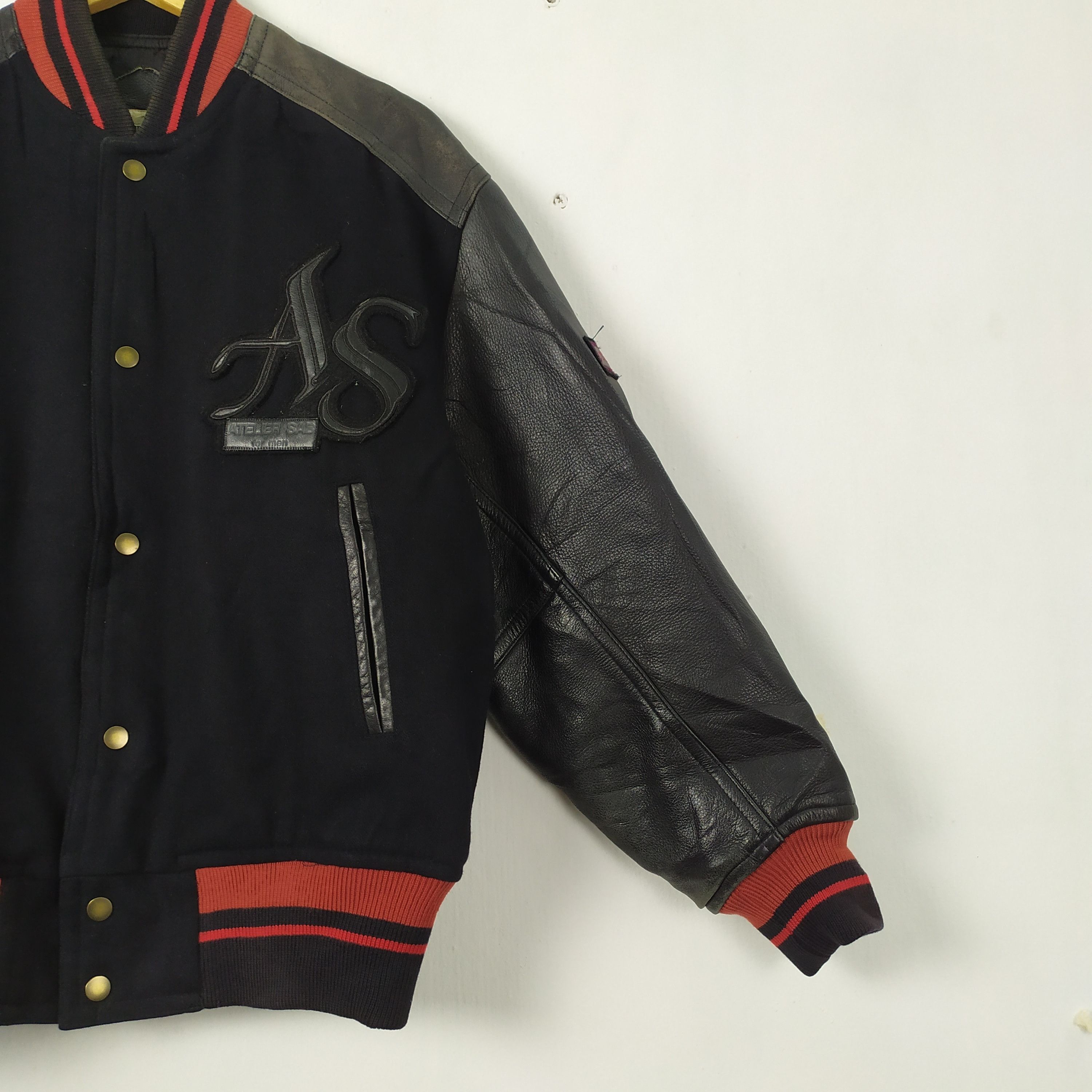 Japanese Brand ATELIER SAB WOOL VARSITY JACKET LEATHER SLEEVE Size US M / EU 48-50 / 2 - 5 Thumbnail