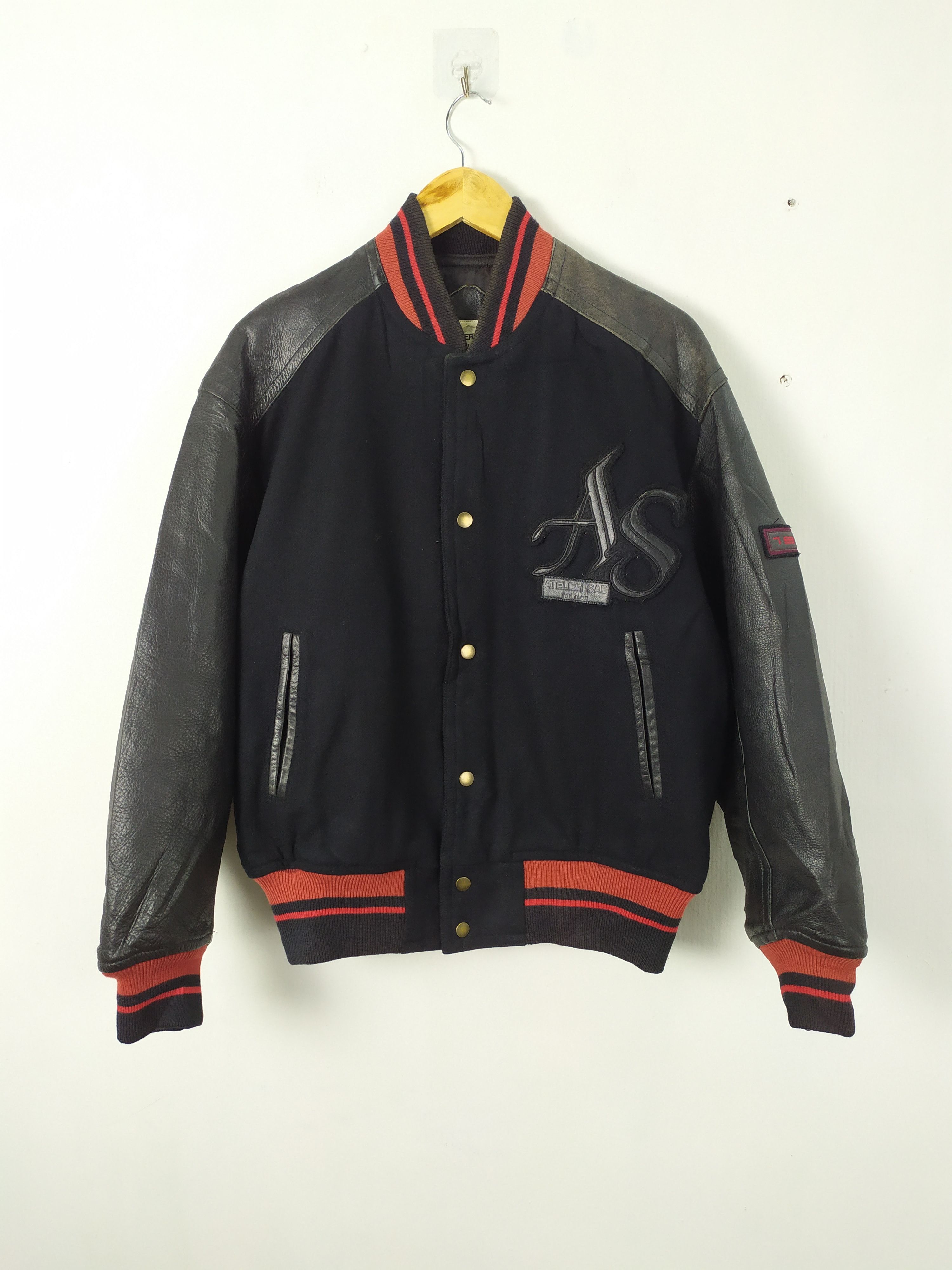 Japanese Brand ATELIER SAB WOOL VARSITY JACKET LEATHER SLEEVE Size US M / EU 48-50 / 2 - 2 Thumbnail