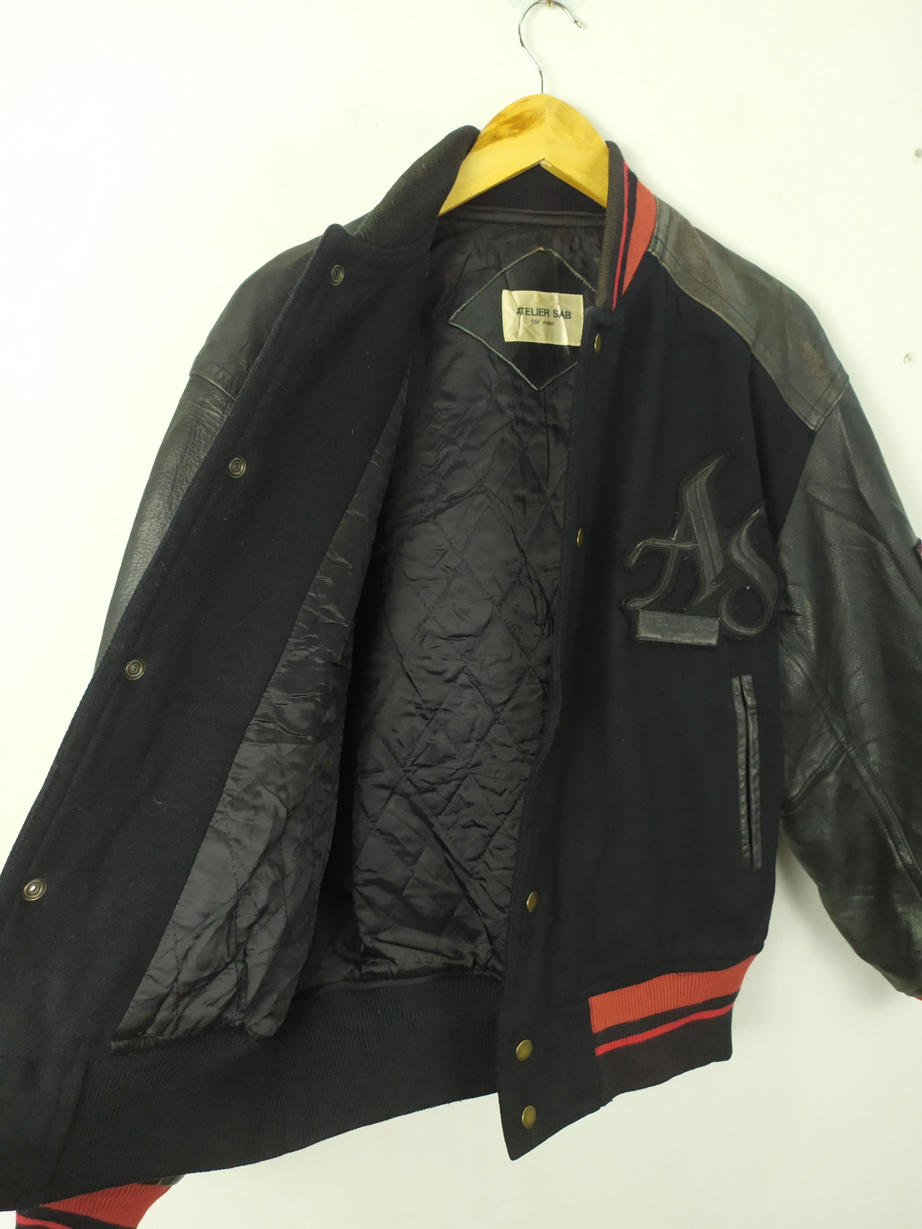 Japanese Brand ATELIER SAB WOOL VARSITY JACKET LEATHER SLEEVE Size US M / EU 48-50 / 2 - 11 Thumbnail