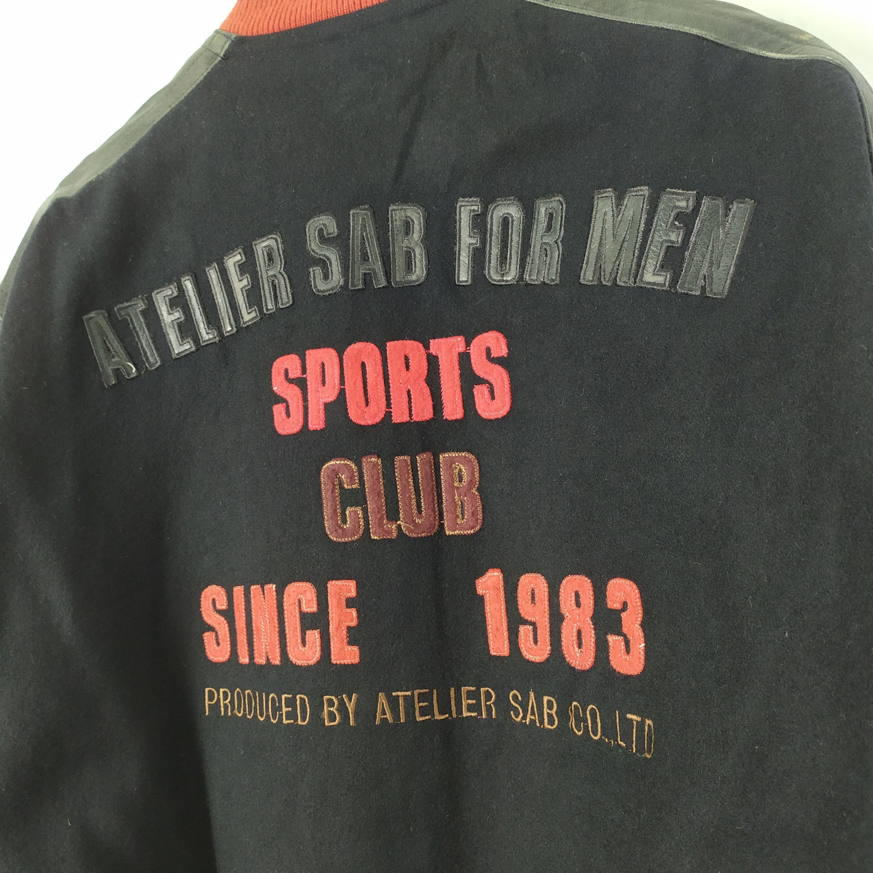 Japanese Brand ATELIER SAB WOOL VARSITY JACKET LEATHER SLEEVE Size US M / EU 48-50 / 2 - 7 Thumbnail