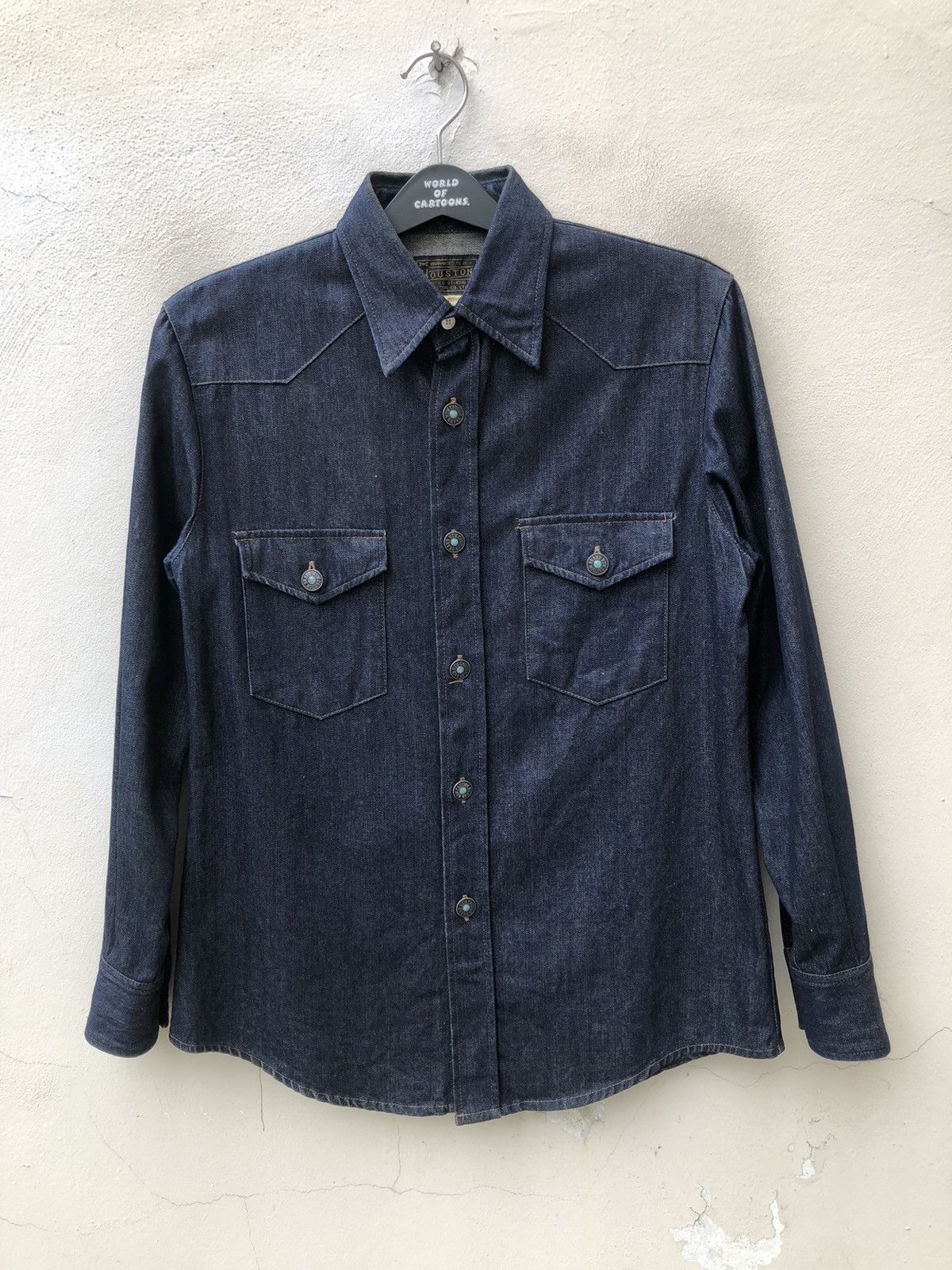 Japanese Brand Vintage 90s HOUSTON Japan Denim Western Shirt Size US M / EU 48-50 / 2 - 6 Thumbnail