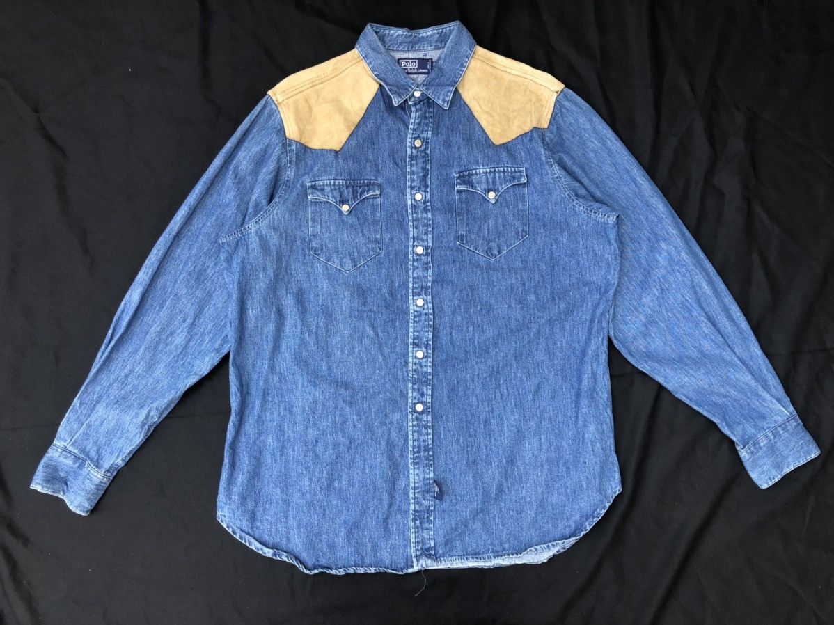 Polo Ralph Lauren Vintage 90s Polo Ralph Lauren Hybrid Denim Western Shirt Size US XL / EU 56 / 4 - 6 Thumbnail