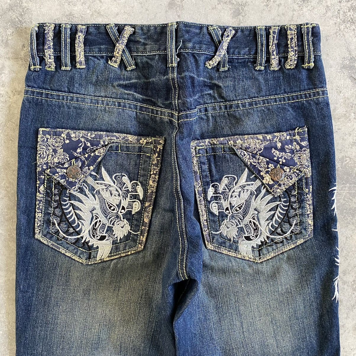 Japanese Brand Karakuri Style DS Co Dragon Embroidered Tattoo Sukajan Jeans Size US 32 / EU 48 - 16 Thumbnail