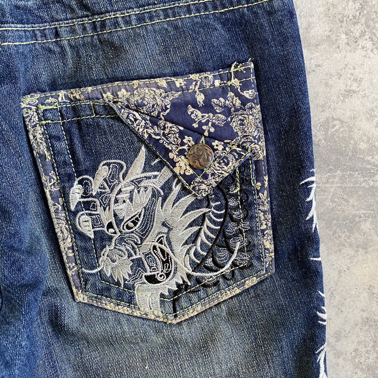 Japanese Brand Karakuri Style DS Co Dragon Embroidered Tattoo Sukajan Jeans Size US 32 / EU 48 - 17 Thumbnail