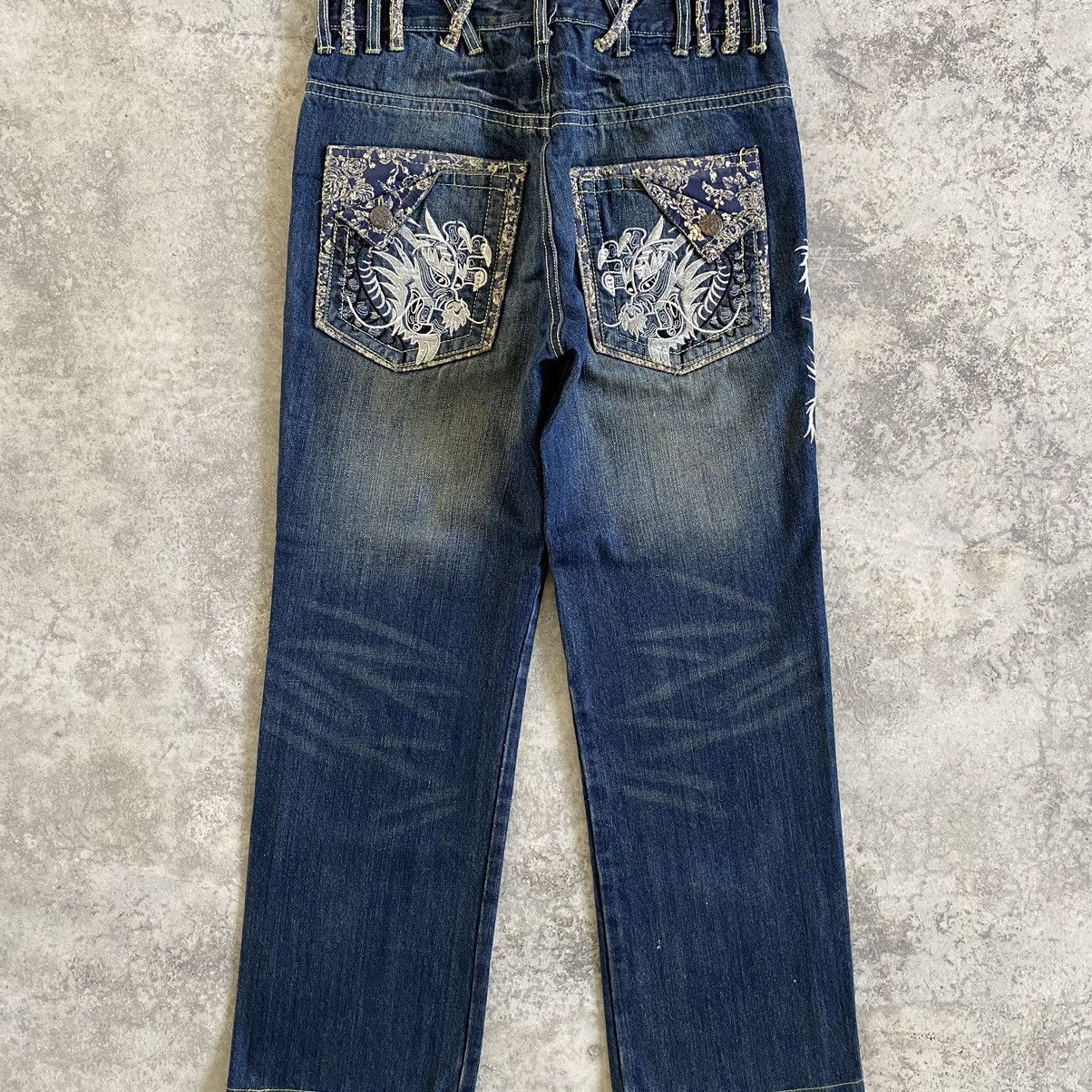 Japanese Brand Karakuri Style DS Co Dragon Embroidered Tattoo Sukajan Jeans Size US 32 / EU 48 - 15 Thumbnail