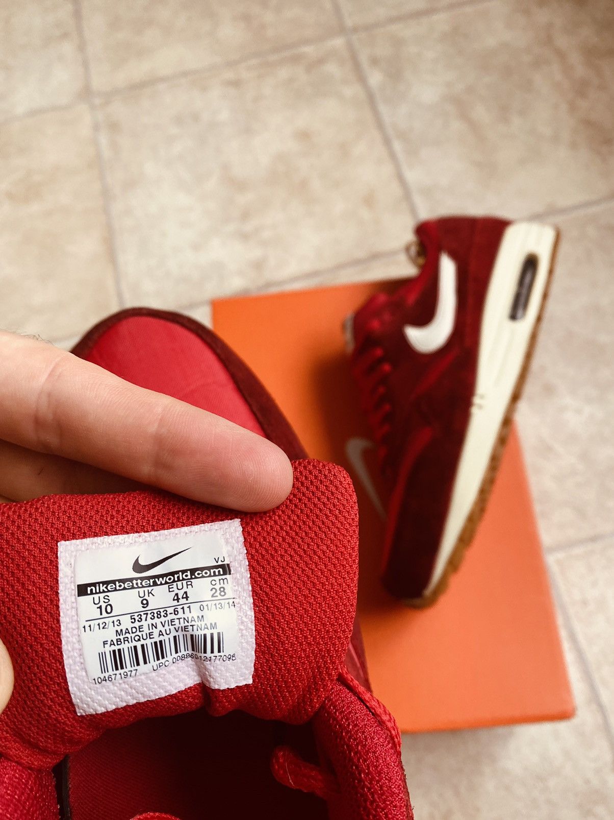 Nike × Parra × Patta NikeLab Air Max 1 Gym Red 2014 Supreme Bw Fragment Clot ACG Size US 10 / EU 43 - 14 Thumbnail